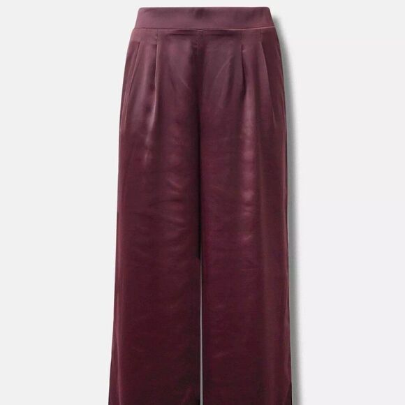 New Purple Wide Leg Satin High Rise Pant - Picture 4 of 8